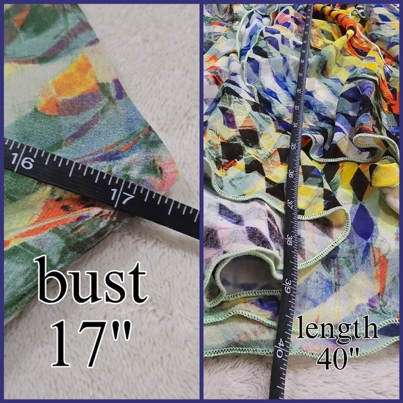 Signature by Robbie Bee ✦ Geometric Midi Dress ✦ Sleeveless Fairy Ruffle Hem 8P - Picture 14 of 16